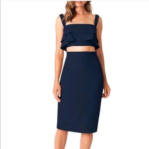 Black Halo Blue Isabella Ruffle Crop Top Dress